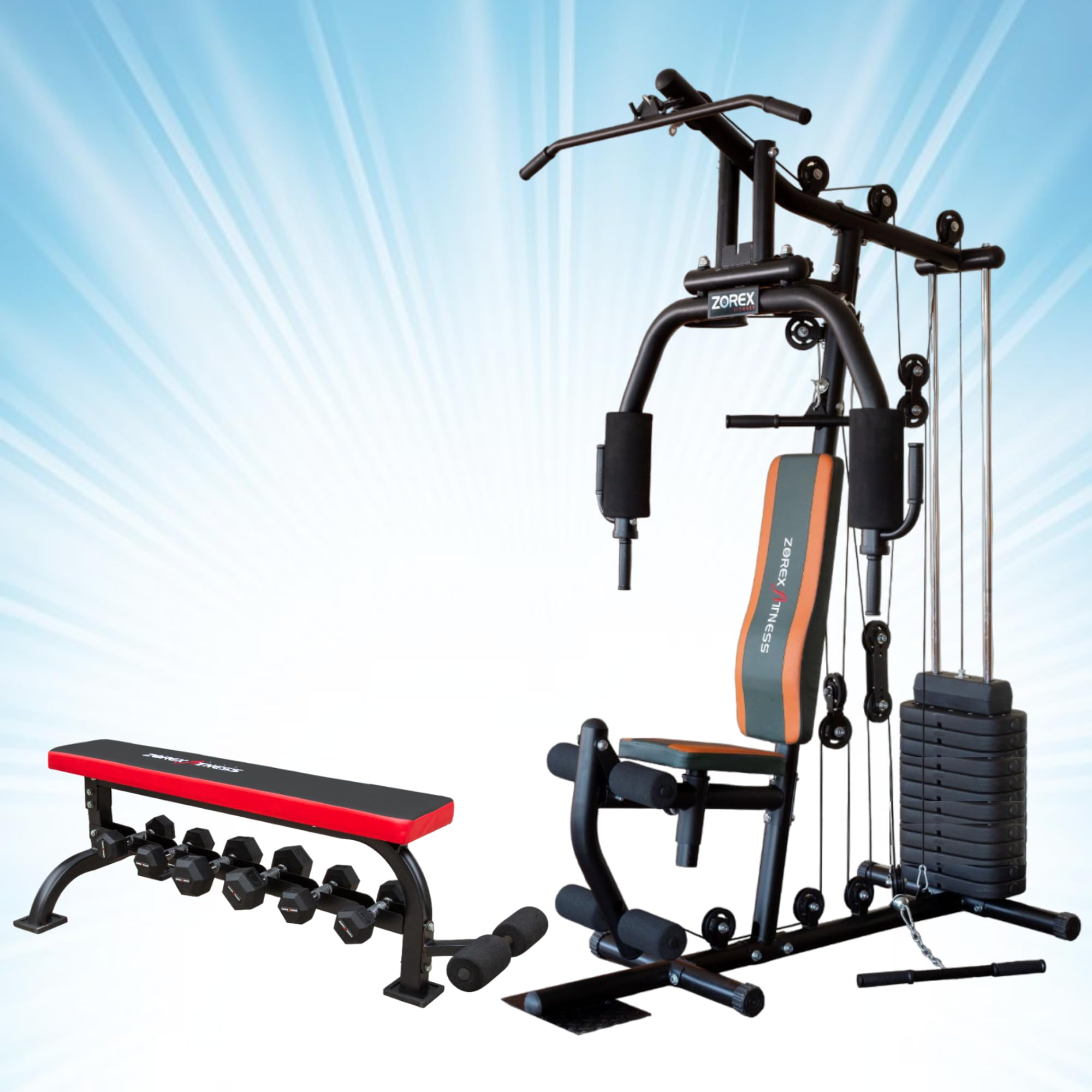 ムクSAR Zorex Fitness Home Gym Combo HGZ-1001 Multiple Muscle Workout